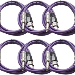 (PACK OF 6) XLR Female to 1/4" (mono)TRS Patch Cable Balanced Compatible with Amplifier|Microphone|Guitar|Mixer|equalizers|crossovers(1.5meter)-image-1