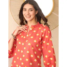 KALINI Tie and Dye Print Mandarin Collar Top image 4