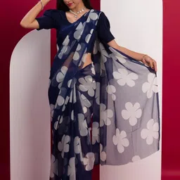 KCPC BANDHANI Blue Pure Georgette Sarees image 2