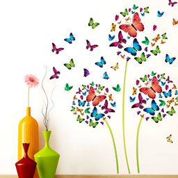LANSTICK Blue & Red Self Adhesive Tree With Butterflies Wall Sticker-picture-10