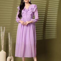 aayu Women Ruffled Georgette Fit & Flare Midi Dress-picture-40