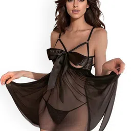 VAGHBHATT Women Self Design Shoulder Straps Baby Doll image 3