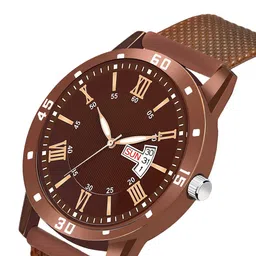 CSAMON Men Brown Analogue Watch & Bracelet Set Brown Safar DayDate King bracelet image 2