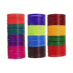 Qufrozy Set Of 12 Multi Glass Artificial Stones & Beads Bangle image 1