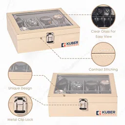 Kuber Industries Cream-Colored & Grey 8 Slots Wrist Watch Organiser image 2