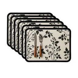 Myntra Elegant Homes 6Pcs Black & Beige Patterned Waterproof Anti-Slip Table Placemats-picture-20