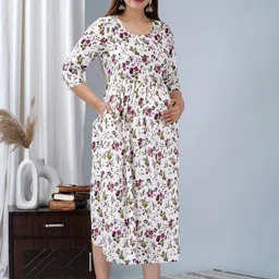 TANISHA Floral Print Maternity Fit & Flare Midi Dress image 3