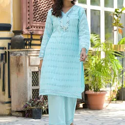 AUTUMN LANE Women Embroidered Schiffli Cotton Co-ord Set-picture-11
