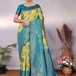 Snofi Creation Floral Woven Design Zari Kanjeevaram Saree-picture-26