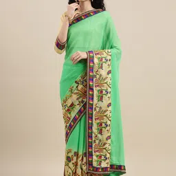 DIVASTRI Ethnic Motifs Embroidered Pure Chiffon Saree-picture-18