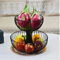 fainlist 2 Layer Round Storage Rack for Kitchen BY RDOMI| Living Room Iron Fruit & Vegetable Basket-picture-38
