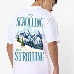 Bewakoof Men Graphic Printed Round Neck Cotton Oversized T-shirt image 2