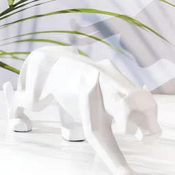 SMOKEY COCKTAIL White Panther Birds and Animals Figurine Showpiece-picture-11