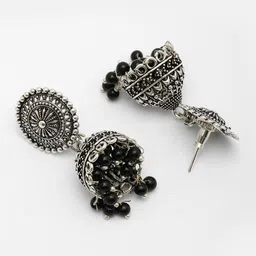 Anouk Set Of 3 German Silver Plated Oxidised Dome Shaped Jhumkas image 3
