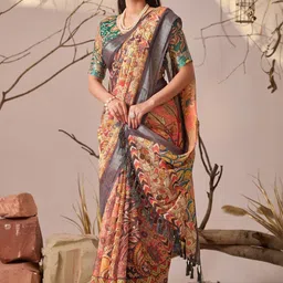 AWRIYA Women Ethnic Motifs Pure Linen Saree-picture-18