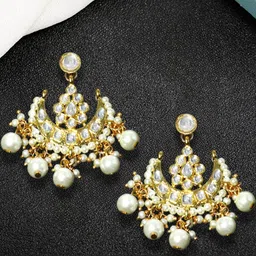 Anouk Women Metal Kundan Floral Earrings-image-34