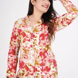 mintmarie Women Night Suit Set Pink Printed image 4