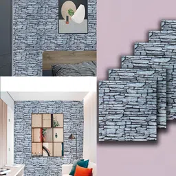 Lukzer 6-Pcs Grey & Black Printed Self-Adhesive Wall Panels-picture-24