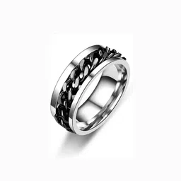 Iga collection Stainless Steel Textured Finger Ring-image-1