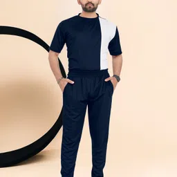 linsor fashion Men Night Suit Set Blue Colorblock-picture-16