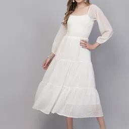 aayu Women Fit and Flare White Maxi/Full Length Dress-picture-28
