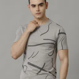 Voi Jeans Men Abstract Printed Round Neck Cotton T-Shirt-image-87