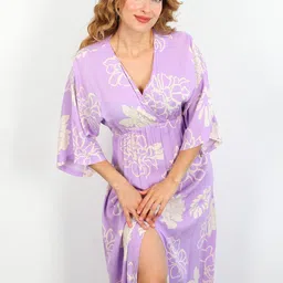 PIMU Women Printed Midi A-Line Dress image 2