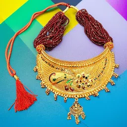 RAJASTHANI GAHANA Gold-Plated Stone-Studded & Beaded Necklace image 2