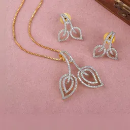 Anouk Gold-Plated Cubic Zirconia Studded Necklace & Earrings image 2