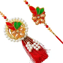 eCraftIndia Set of 2 Beaded Floral Design Bhaiya Bhabhi Rakhis image 3
