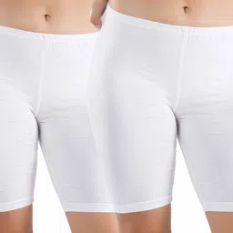 Pack of 2 Solid Women White Cycling Shorts-image-48