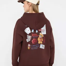 Trendyol Women Printed Hooded Pullover Oversized Sweatshirt-picture-16