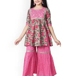 BAESD Girls Floral Printed Regular Kurti with Sharara image 5