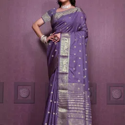 AMRUTKALA SAREES Woven Design Zari Silk Blend Banarasi Saree-picture-1