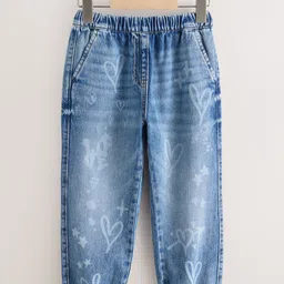 NEXT Girls Pure Cotton Mid-Rise Light Fade Jogger Fit Jeans-picture-19