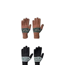 LOOM LEGACY Men Patterned Acrylic Winter Gloves image 1