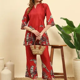NE STYLE Printed Mandarin Collar Kurti With Trousers Kurta Set-picture-11