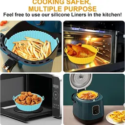 havanish Air Fryer Liners I Round Silicone Basket Baking Tray I Pot with Ear Handles Airfryer Tray image 2