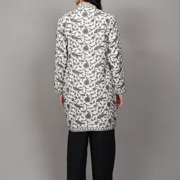 Exotic India Women Woollen Longline Open Front Jacket with Embroidered image 3