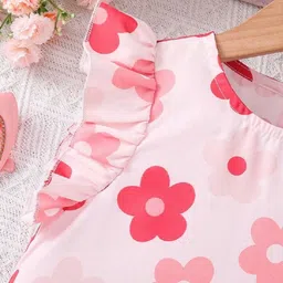 YK Floral Print Flutter Sleeve A-Line Dress image 4