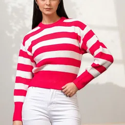 Chemistry Women Striped Woollen Pullover-picture-15