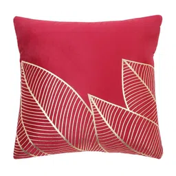 HOSTA HOMES Red & Gold-Toned Set of 5 Floral Velvet Square Cushion Covers image 5