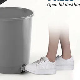 Kuber Industries Grey & Black Square Pedal Dustbin With 2 Roll-10L image 3