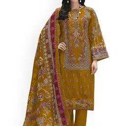 DRAVINAM Trends Floral Embroidered Thread Work Pure Cotton Unstitched Dress Material-picture-39