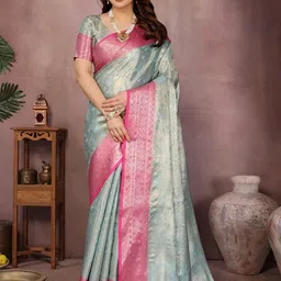 SILKWEAR Woven Design Zari Kanjeevaram Saree image 5