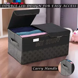 Aura Black & Gold Toned 2 Compartments Foldable Drawer Organisers image 3