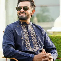 KISAH Men Ethnic Motifs Embroidered Regular Thread Work Kurta with Trousers-picture-39
