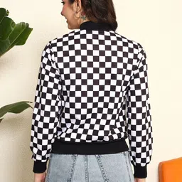 BAESD Women Checked Fleece Lightweight Bomber Jacket image 5