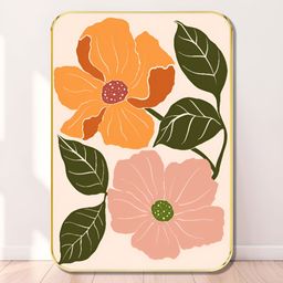 Livin'luxe Pink & Orange Colored Floral Printed Wall Art-picture-6