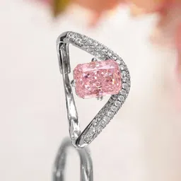 Rubans Rhodium-Plated Crystal & Cubic Zirconia Studded Adjustable Finger Ring-picture-29